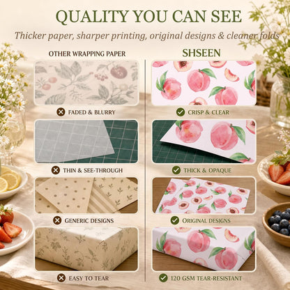 Pink Peach Wrapping Paper, 19.6 x 27.5 in, 2 Sheets