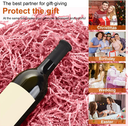 Crinkle Paper Filler, Shredded Paper For Gift Baskets 1/2LB (8 oz) , Pink Valentine's Gifts Day Baskets Grass, Crinkle Cut Papers Shred For Birthdays, Easter, Mother's Day, Weddings,Boxes Bags, Basket Filler ,Anniversaries,Gift Wrapping