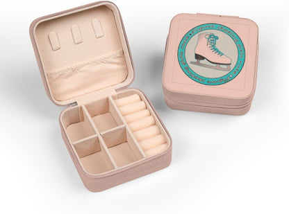 Figure Skating Girls Rule Light Blue Skate Jewelry Travel Case Pink