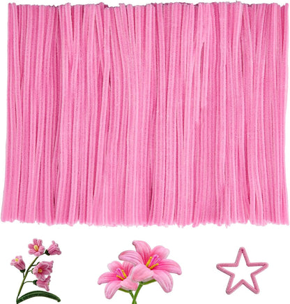 Pink Pipe Cleaners Craft Supplies,Chenille Stems for Art and Craft Projects Creative DIY Decorations,Room Decor,Christmas Ornaments,The Pink Stuff Wrapping Pape,Lovely Girl Toys,Halloween Decor