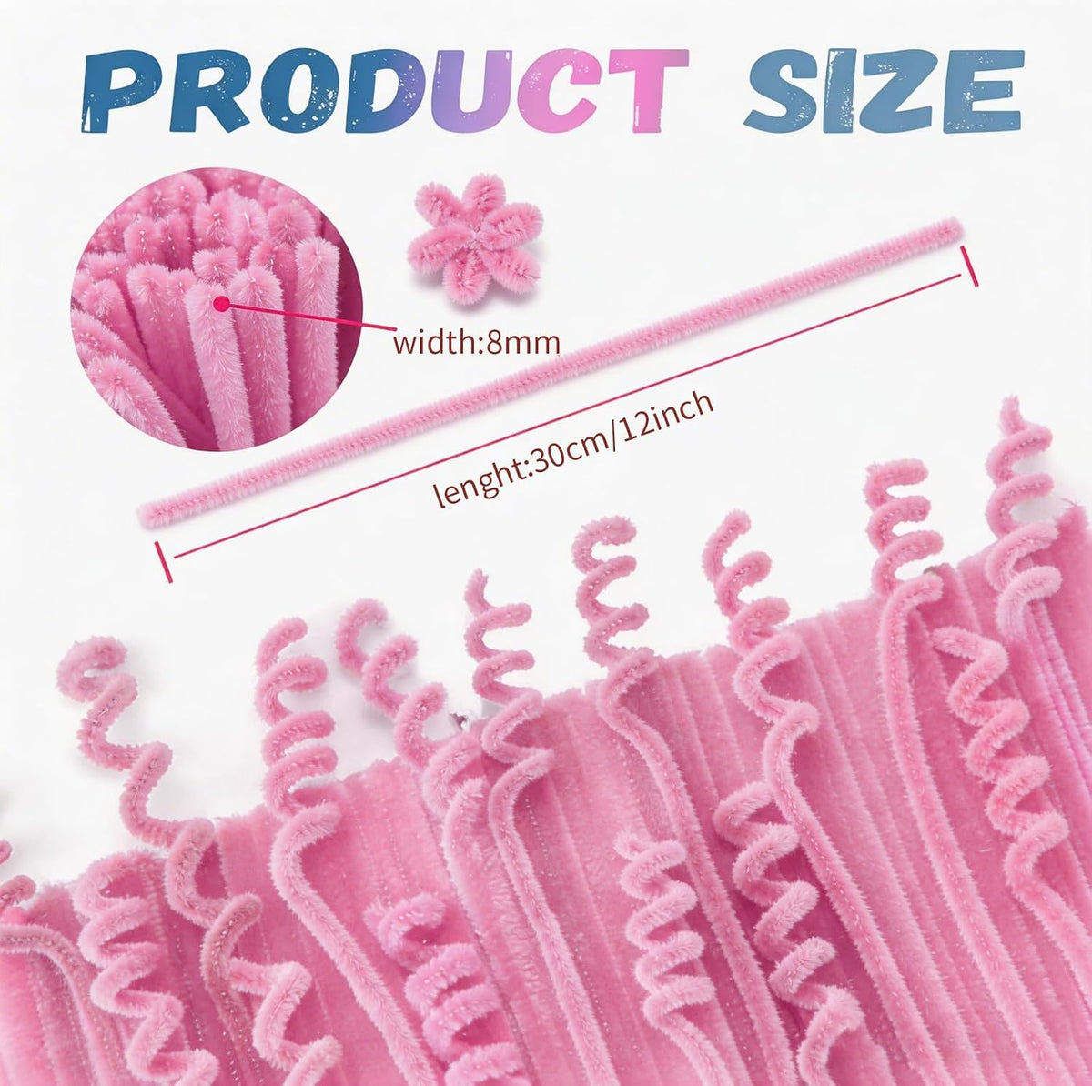 Pink Pipe Cleaners Craft Supplies,Chenille Stems for Art and Craft Projects Creative DIY Decorations,Room Decor,Christmas Ornaments,The Pink Stuff Wrapping Pape,Lovely Girl Toys,Halloween Decor