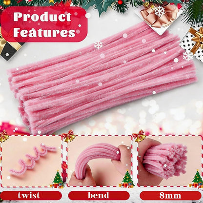 Pink Pipe Cleaners Craft Supplies,Chenille Stems for Art and Craft Projects Creative DIY Decorations,Room Decor,Christmas Ornaments,The Pink Stuff Wrapping Pape,Lovely Girl Toys,Halloween Decor