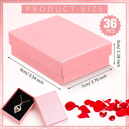 36 Pcs Jewelry Gift Boxes Cardboard Jewelry Boxes, Pink