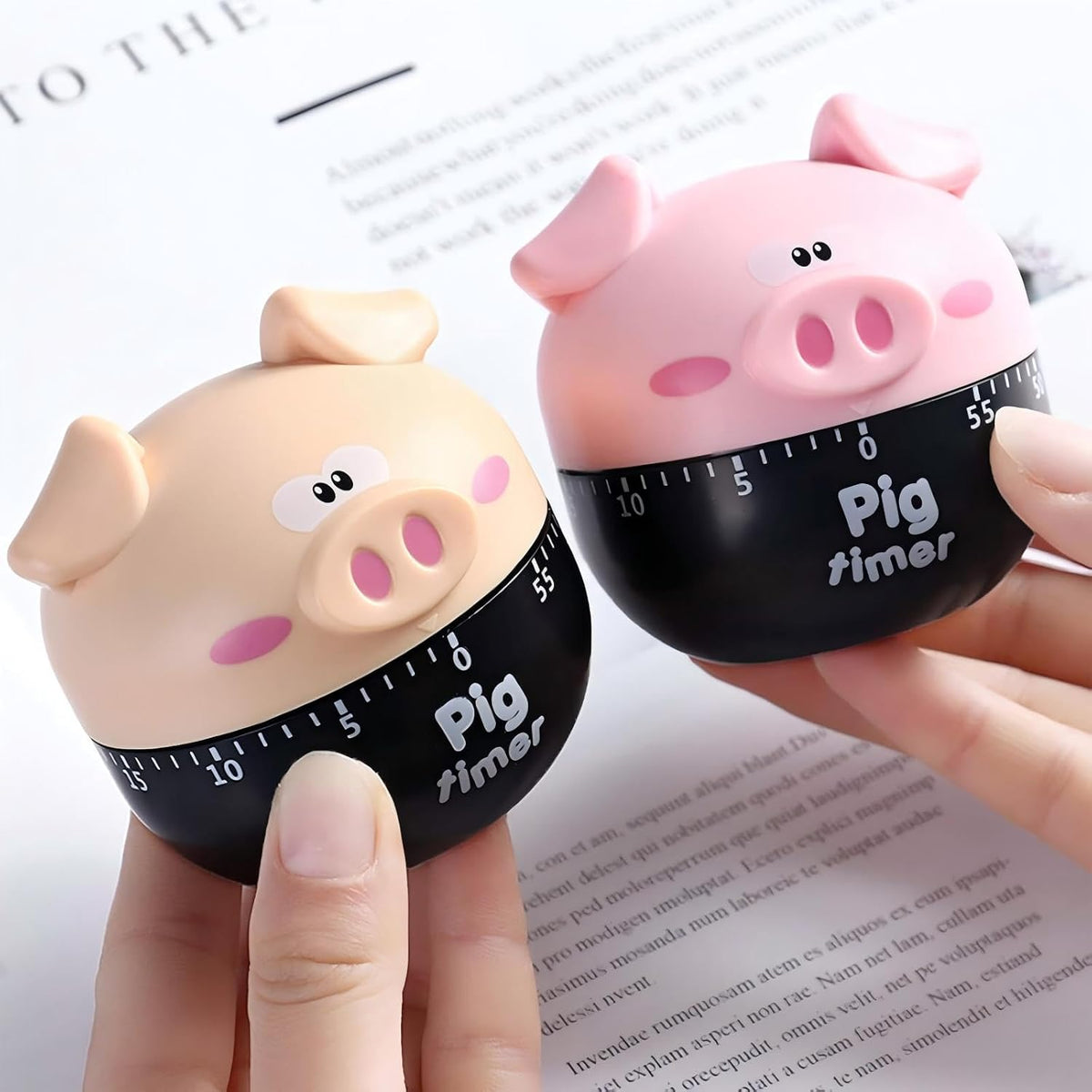 Piggy Kitchen Timer - Cute Manual Egg Timer & Baking, Kitchen timers for Cooking, Perfect for Home Chefs, Bakers & Parents (Pink)