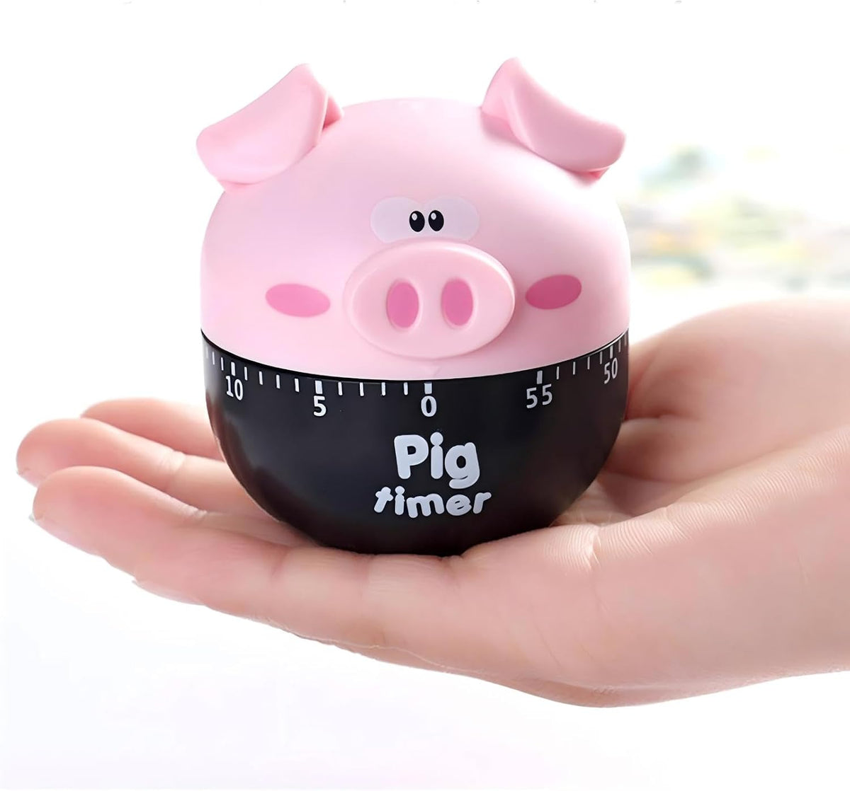 Piggy Kitchen Timer - Cute Manual Egg Timer & Baking, Kitchen timers for Cooking, Perfect for Home Chefs, Bakers & Parents (Pink)