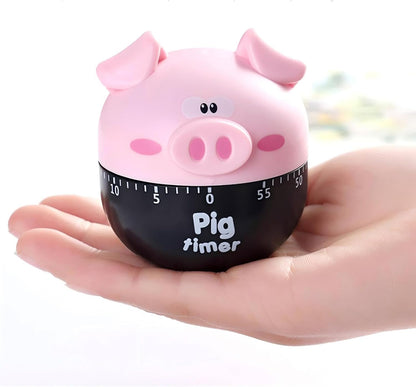 Piggy Kitchen Timer - Cute Manual Egg Timer & Baking, Kitchen timers for Cooking, Perfect for Home Chefs, Bakers & Parents (Pink)