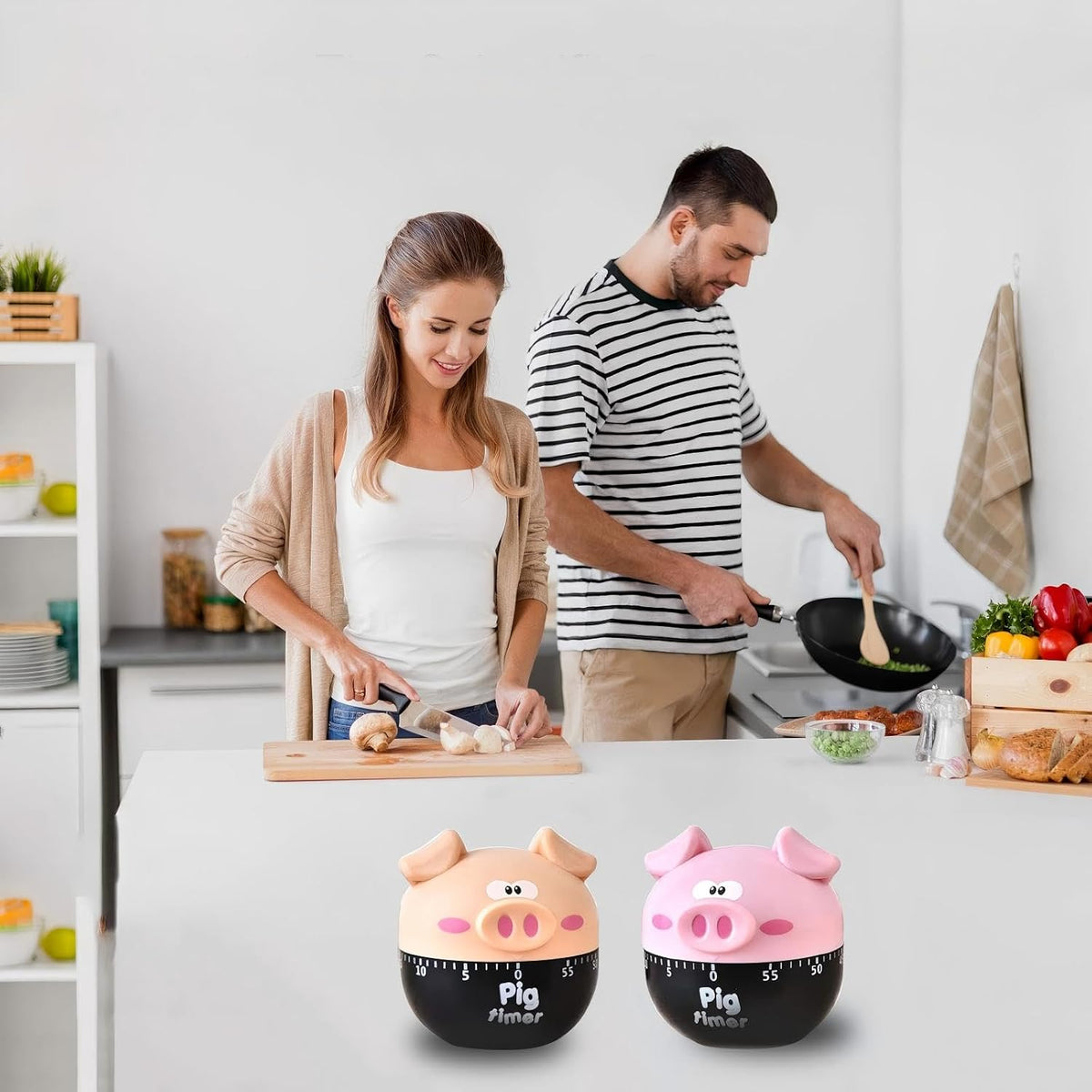 Piggy Kitchen Timer - Cute Manual Egg Timer & Baking, Kitchen timers for Cooking, Perfect for Home Chefs, Bakers & Parents (Pink)