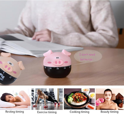Piggy Kitchen Timer - Cute Manual Egg Timer & Baking, Kitchen timers for Cooking, Perfect for Home Chefs, Bakers & Parents (Pink)