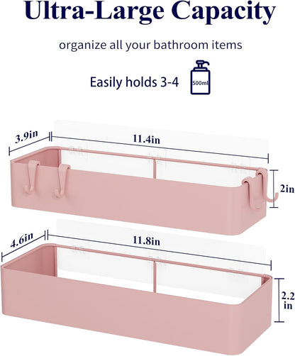 Shower Caddy Adhesive, Stylish Shower Organizer, Large, Pink