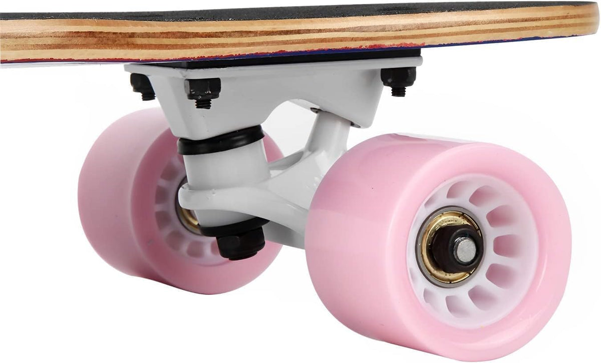 Mini Cruiser Longboard, 31 Inch Small Size Wide Wheel Skateboard, Beginner Stable & Easy-to-Control Skateboard, Suitable for Park & Street Riding, Unique Flame Pattern