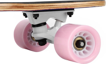 Mini Cruiser Longboard, 31 Inch Small Size Wide Wheel Skateboard, Beginner Stable & Easy-to-Control Skateboard, Suitable for Park & Street Riding, Unique Flame Pattern