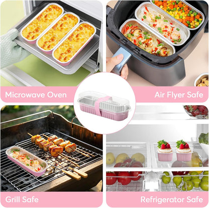 100 Pack Mini Loaf Pans with Lids and Spoons,6.8oz Pink Small Loaf Pans