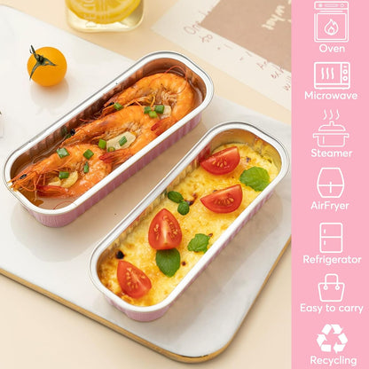 100 Pack Mini Loaf Pans with Lids and Spoons,6.8oz Pink Small Loaf Pans
