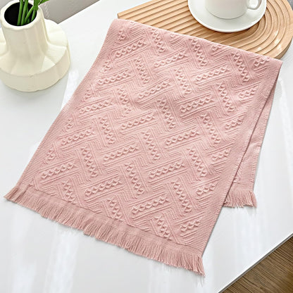 4-Pack Pink Luxury Decorative Bathroom Hand Towels – 13"x29.1" Boho Bath Hand Towels Set with Jacquard Weave & Fringe, Cotton Absorbent Soft Face Towels for Kitchen/Bathroom/Farmhouse