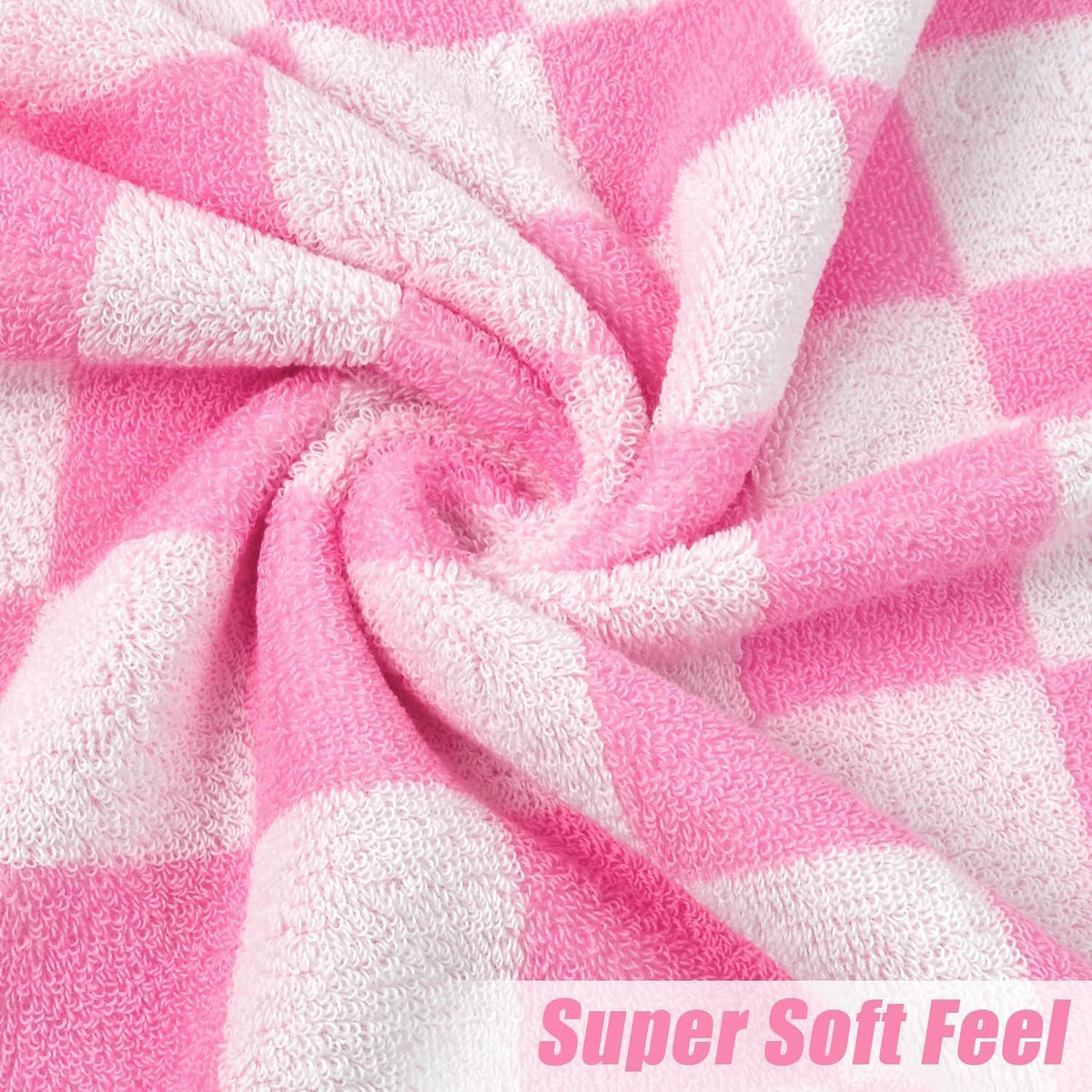 Pink Checkered Beach Towels Oversized 35" x 70" - Extra Large