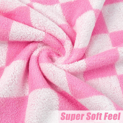 Pink Checkered Beach Towels Oversized 35" x 70" - Extra Large