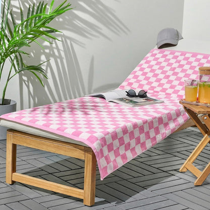 Pink Checkered Beach Towels Oversized 35" x 70" - Extra Large