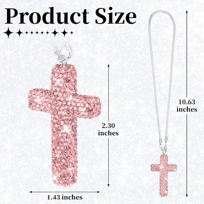 Cross for Car Mirror Hanging, Pink Bling Cars Pendant Charm