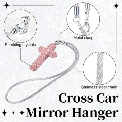 Cross for Car Mirror Hanging, Pink Bling Cars Pendant Charm