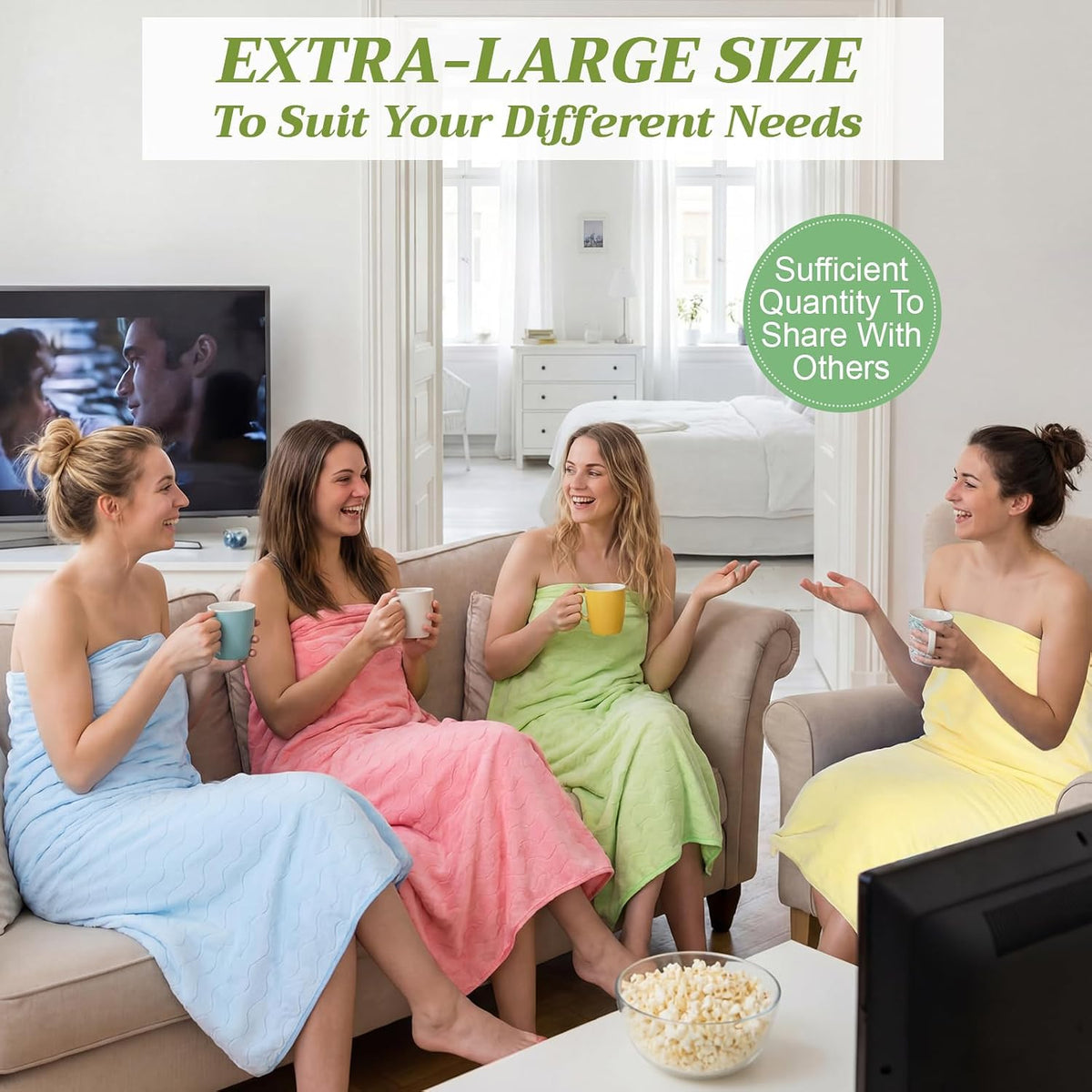 4 Pcs Extra Large Bath Towel for Adult 40''x80'' Oversized Microfiber Absorbent Shower Sheet Set Soft Pastel Wavy Striped Coral Fleece Quick Dry Blanket for Bathroom Body Beach Yoga Spa