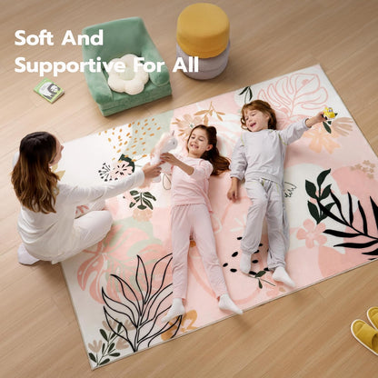 5x7 Area Rugs for Living Room Non-Slip Washable Rug with Rubber Backing Large Soft Art Floral Carpet for Bedroom Kids Nursery Dining Room (Pink)