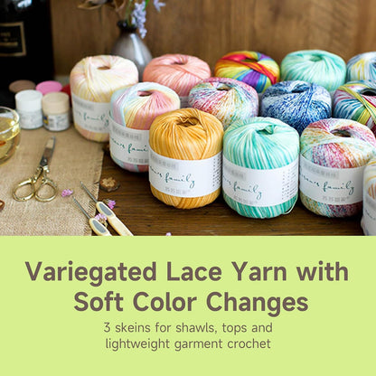 Fancy Dyed Lace Yarn 3 Packs- 3 x 50g - Peach Soda