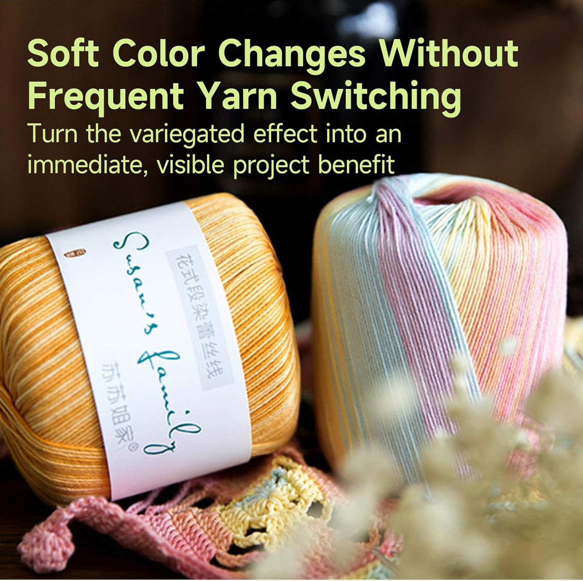 Fancy Dyed Lace Yarn 3 Packs- 3 x 50g - Peach Soda