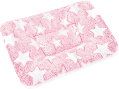 Small Animal Bed Mat, Soft & Warm, Suitable for Guinea Pig, Hamster, Rabbit, Rat and Bearded Dragon (X-Large(13.3''x9.4''), Star Pink)