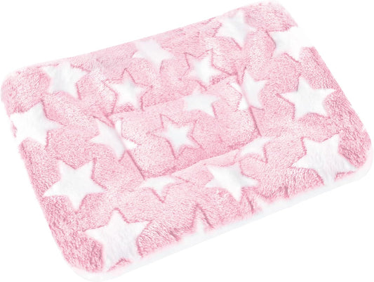 Small Animal Bed Mat, Soft & Warm, Suitable for Guinea Pig, Hamster, Rabbit, Rat and Bearded Dragon (X-Large(13.3''x9.4''), Star Pink)