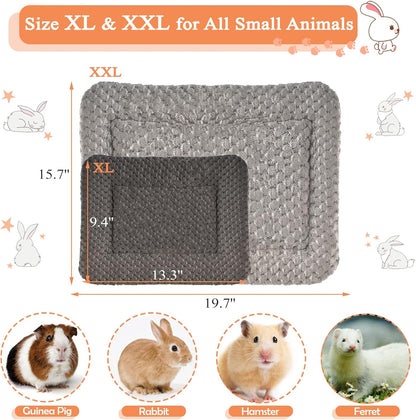 Small Animal Bed Mat, Soft & Warm, Suitable for Guinea Pig, Hamster, Rabbit, Rat and Bearded Dragon (X-Large(13.3''x9.4''), Star Pink)