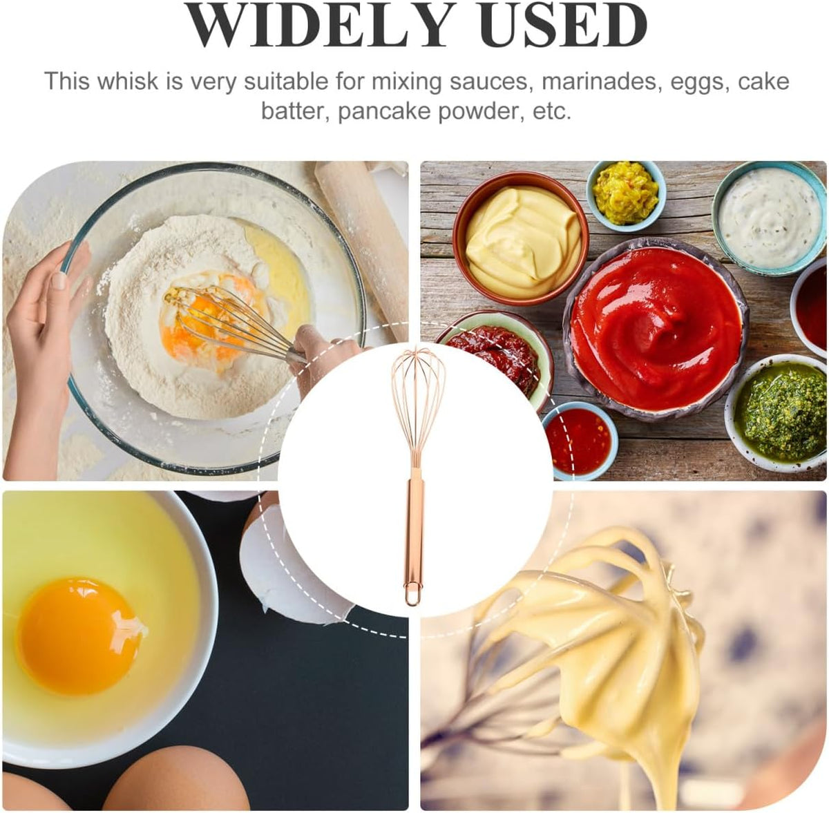 Stainless Steel Egg Whisk Wire Whisk for Whisking Beating Stirring and Mixing Manual Kitchen Utensil for Cooking Baking Sauces Eggs and Salad 12.99 X 2.16 X 2.16 in