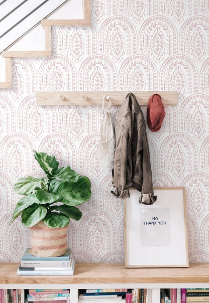 Pink Peel and Stick Wallpaper Boho Wall Paper Peel and Stick Modern Contact Paper Self Adhesive Wallpaper for Bedroom and Bathroom Removable Cabinet Shelf Liner Vinyl 17.3”X118.1”