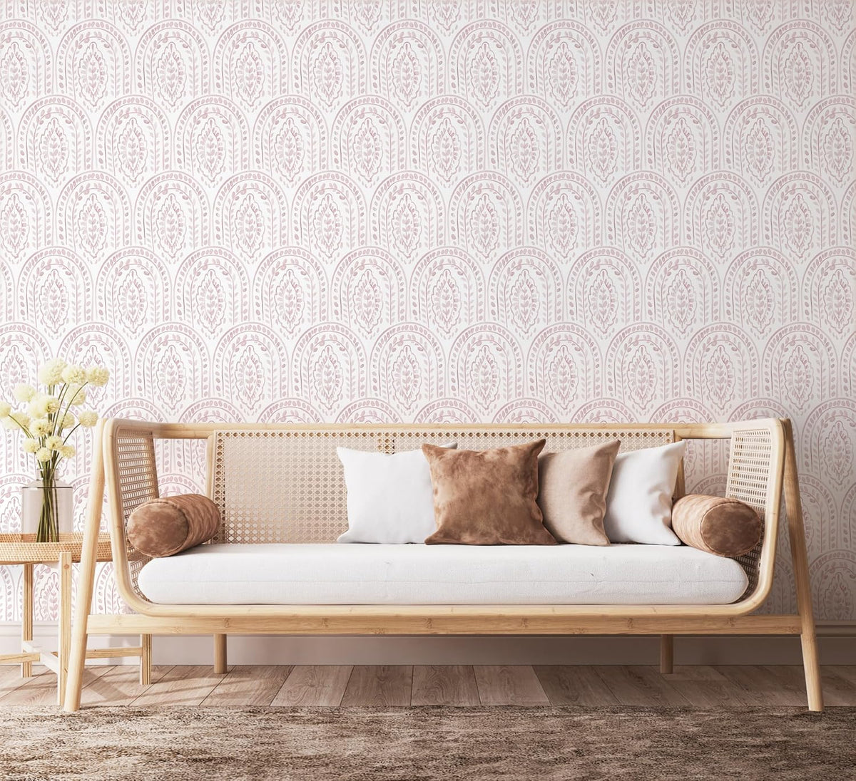 Pink Peel and Stick Wallpaper Boho Wall Paper Peel and Stick Modern Contact Paper Self Adhesive Wallpaper for Bedroom and Bathroom Removable Cabinet Shelf Liner Vinyl 17.3”X118.1”