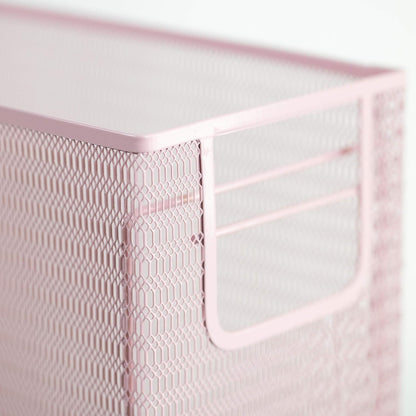 Pink Desk Organizer Set | 5 Piece Metal Office Desk Organizer with Hanging File Holder, Magazine Organizer, Pen Cup, Sticky Note Holder, Letter Sorter | Desk Organizers and Accessories