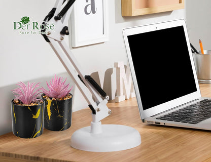 3 Pack Mini Fake Plants in Black Pots for Office Desk Accessorise