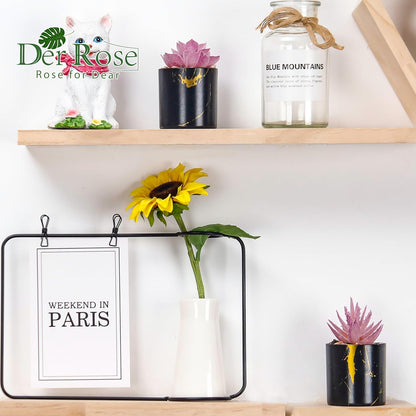 3 Pack Mini Fake Plants in Black Pots for Office Desk Accessorise