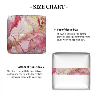 Tissue Box Cover Square Leather Pink Gold Liquid Marble Tissue Box Cover Holder for Bathroom Night Stands Desk Tabletop Living Room Home