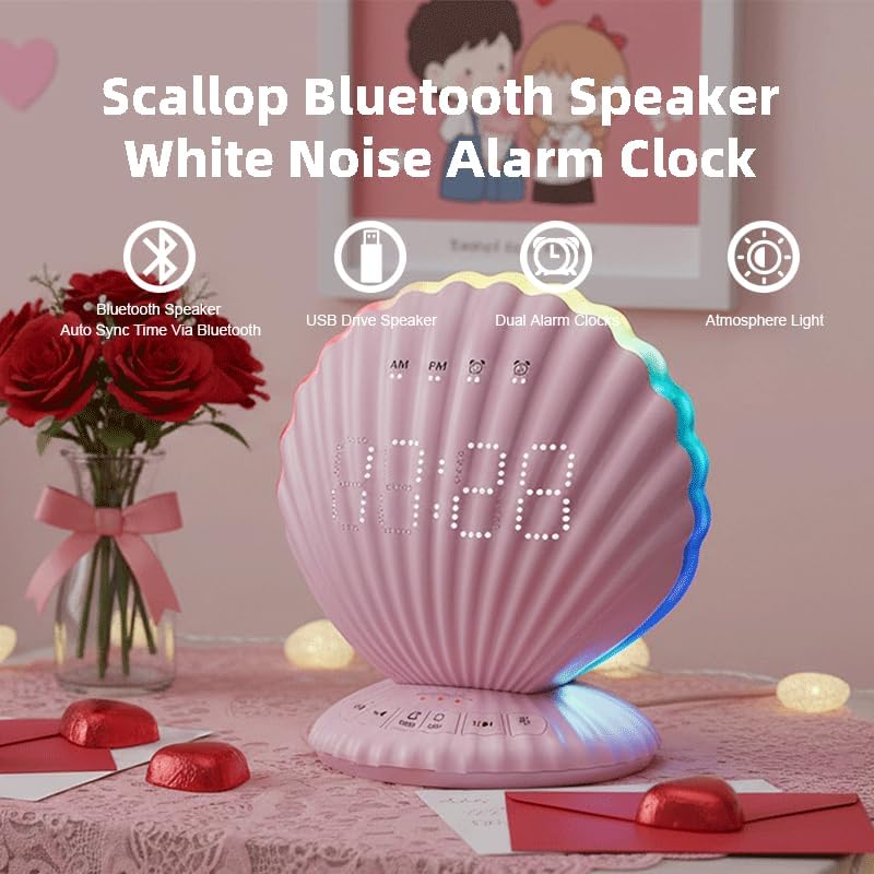 Alarm Clock for Heavy Sleepers,Bluetooth Speaker with LED Light