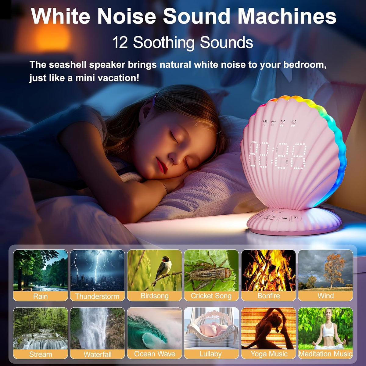Alarm Clock for Heavy Sleepers,Bluetooth Speaker with LED Light