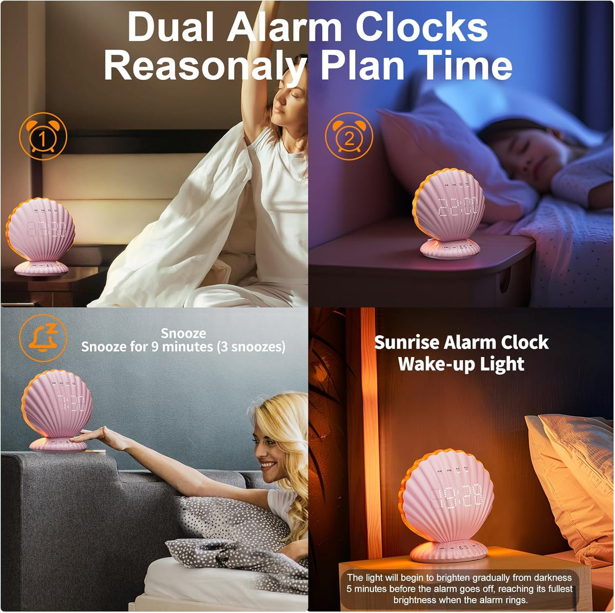 Alarm Clock for Heavy Sleepers,Bluetooth Speaker with LED Light
