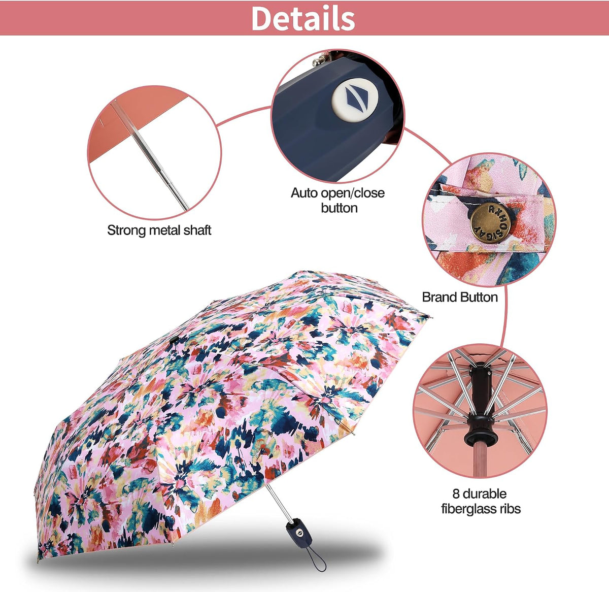 Sun Umbrella Blocking UV Protection Compact Auto Folding Parasol