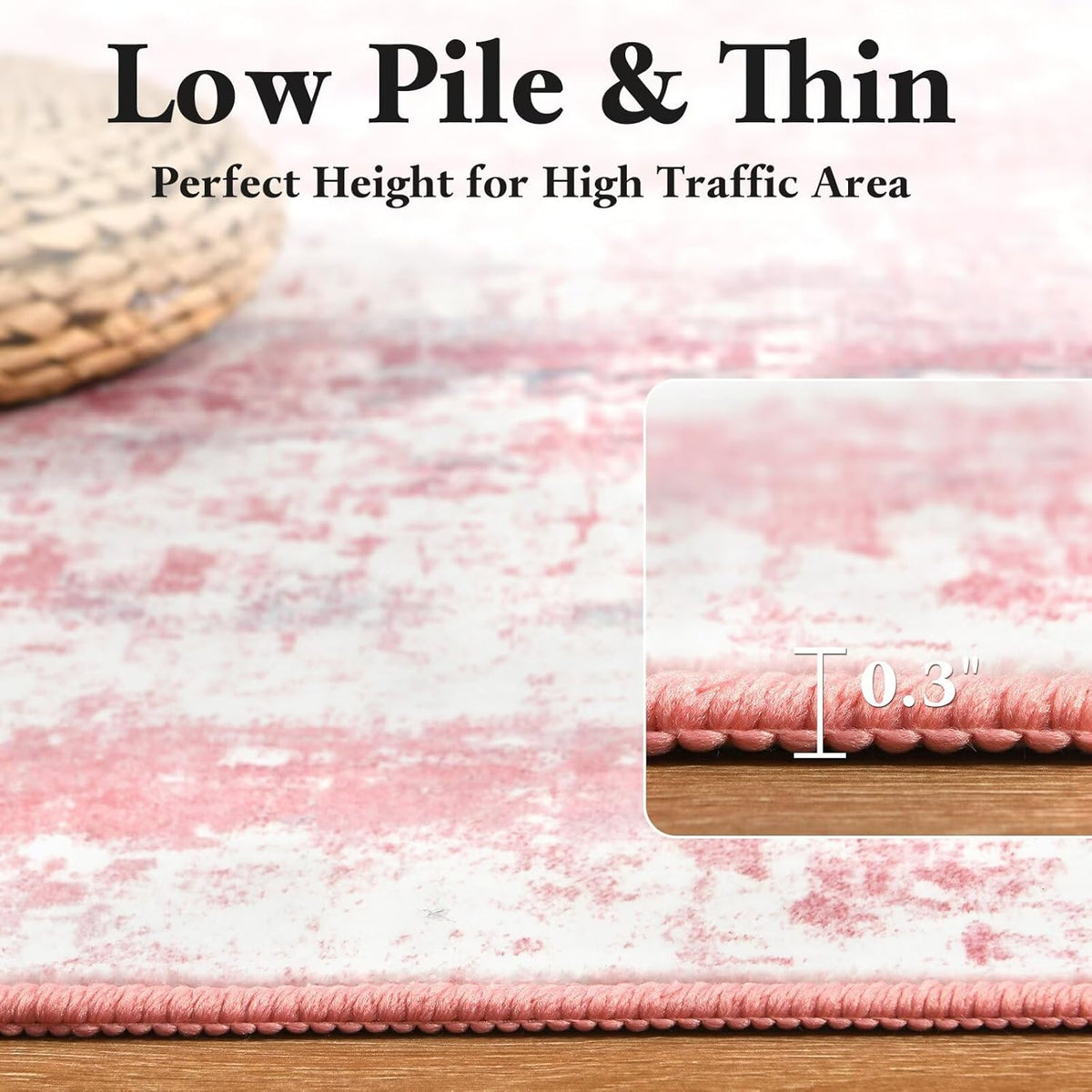 Washable Abstract Area Rug for Entryway, 2x3 Small Rugs Pink