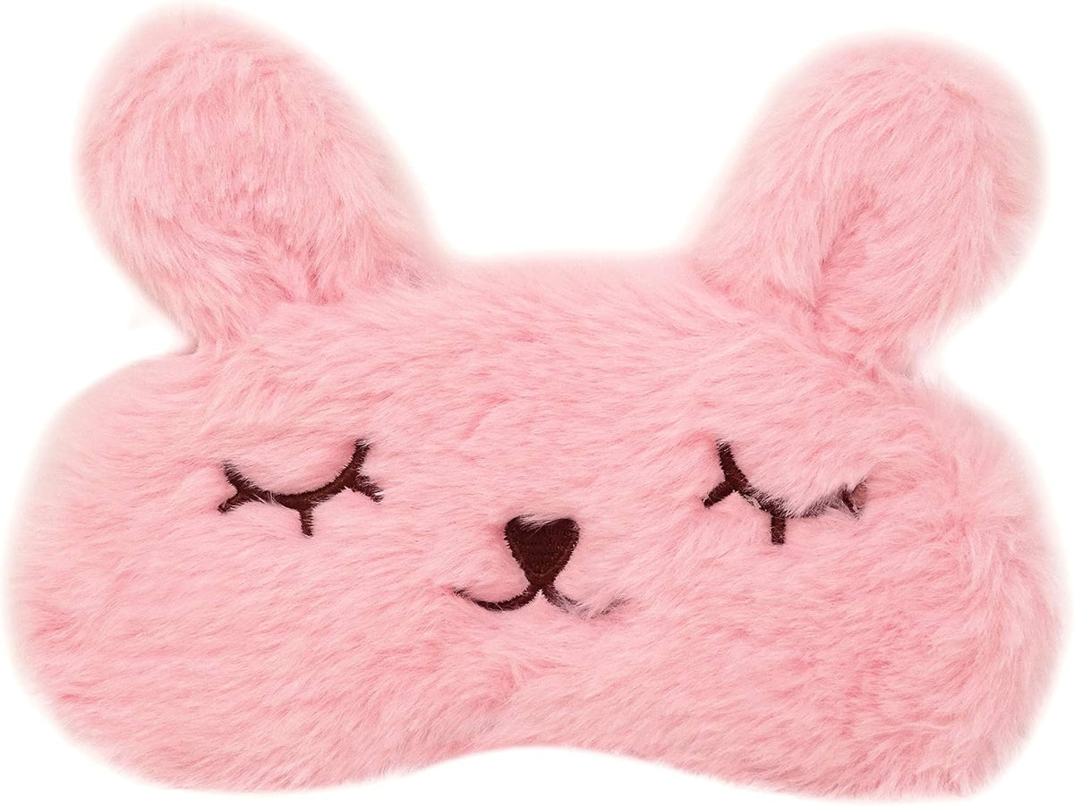Plush Rabbit Sleeping Eye Mask Cute Cartoon Animal Eye Mask for Little Girls (Pink)