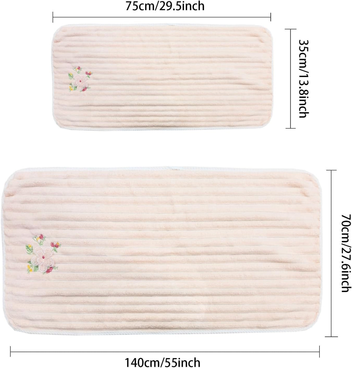 Embroidered Peony Flower Towel Set, Pink,2pc Coral Fleece Soft and Fluffy Absorbent Towels for Hotal,SPA and Bathroom(1 Bath Towel,1 Hand Towel)