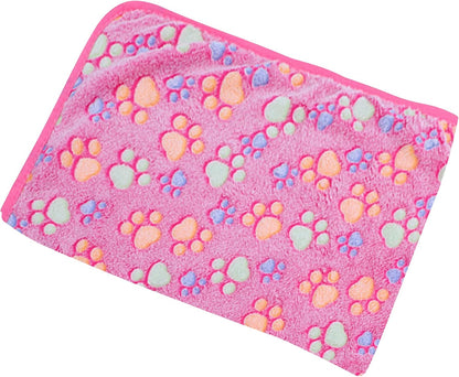 Pet Blanket Soft Fluffy Fleece Pet Mat Doggy Flannel Blanket Dog Cat Cute Paw Print Pet Blankets Pink Paw Small(23 * 16")