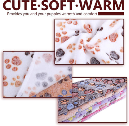 Pet Blanket Soft Fluffy Fleece Pet Mat Doggy Flannel Blanket Dog Cat Cute Paw Print Pet Blankets Pink Paw Small(23 * 16")