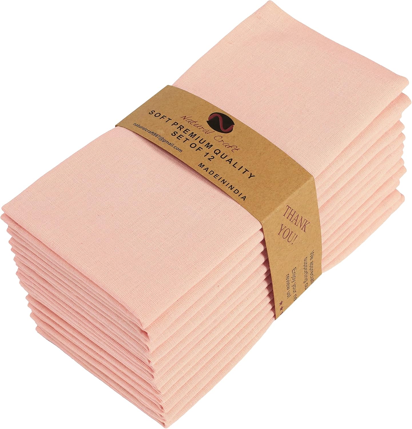 Cloth Napkins Set of 12 Cotton Linen18x18 in Washable Napkins Cloth - Soft Durable Easter - Ideal for Hotel Farmhouse Party Wedding Dinner Spring Everyday Use Peach