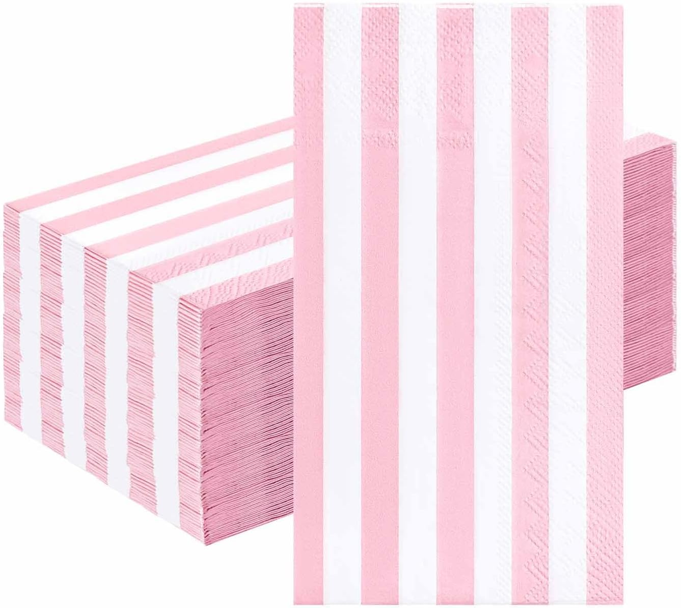 HEIPINIUYE 25 Pieces 3-ply Striped Paper Napkins Light Pink and White Guest Towels Disposable Hand Towels for Bathroom Wedding Birthday Baby Shower Dinner Napkins Disposable