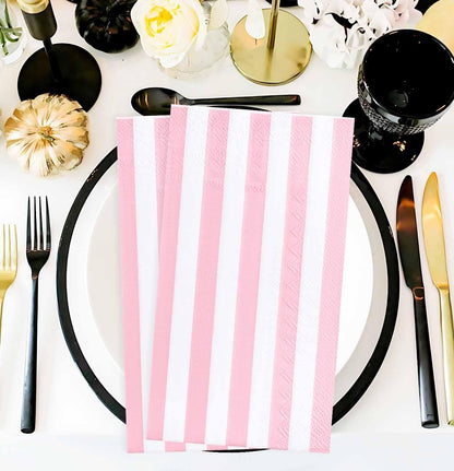 HEIPINIUYE 25 Pieces 3-ply Striped Paper Napkins Light Pink and White Guest Towels Disposable Hand Towels for Bathroom Wedding Birthday Baby Shower Dinner Napkins Disposable