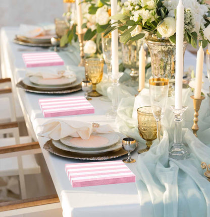 HEIPINIUYE 25 Pieces 3-ply Striped Paper Napkins Light Pink and White Guest Towels Disposable Hand Towels for Bathroom Wedding Birthday Baby Shower Dinner Napkins Disposable